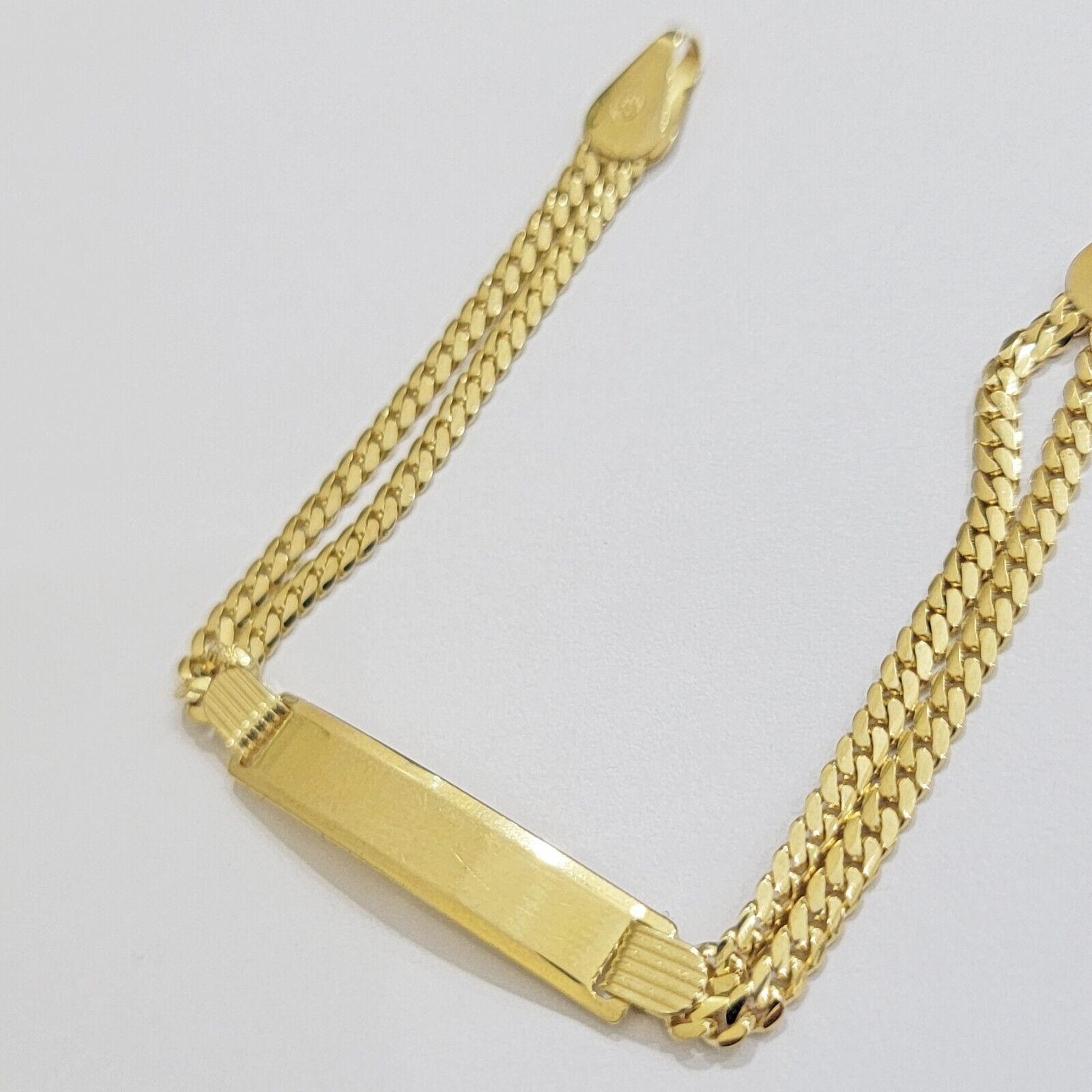 Kid unisex 10k Yellow Gold figaro ID baby Bracelet 5.75 inch | eBay
